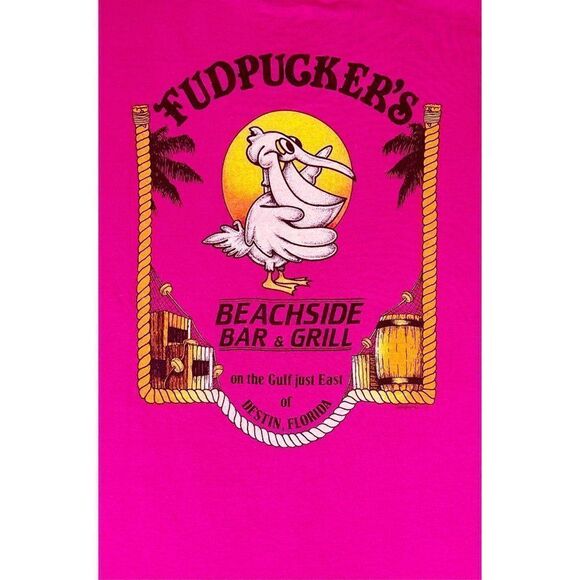 Vintage Fudpuckers T-Shirt Large Pink Bar and Grill Florida Beach - Picture 4 of 10